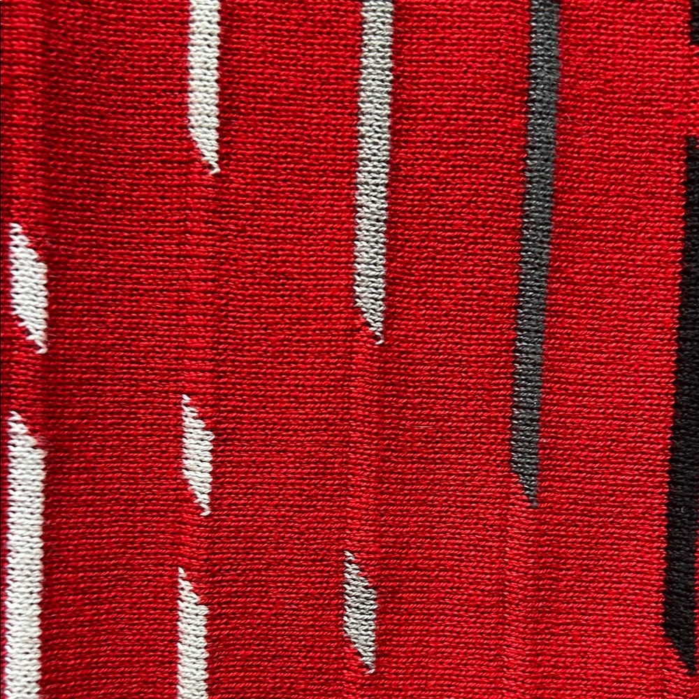 Red Sweater With Patterned Design - image 4